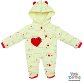 Hooded Romper Mummy Daddy Print Yellow By Little Darling